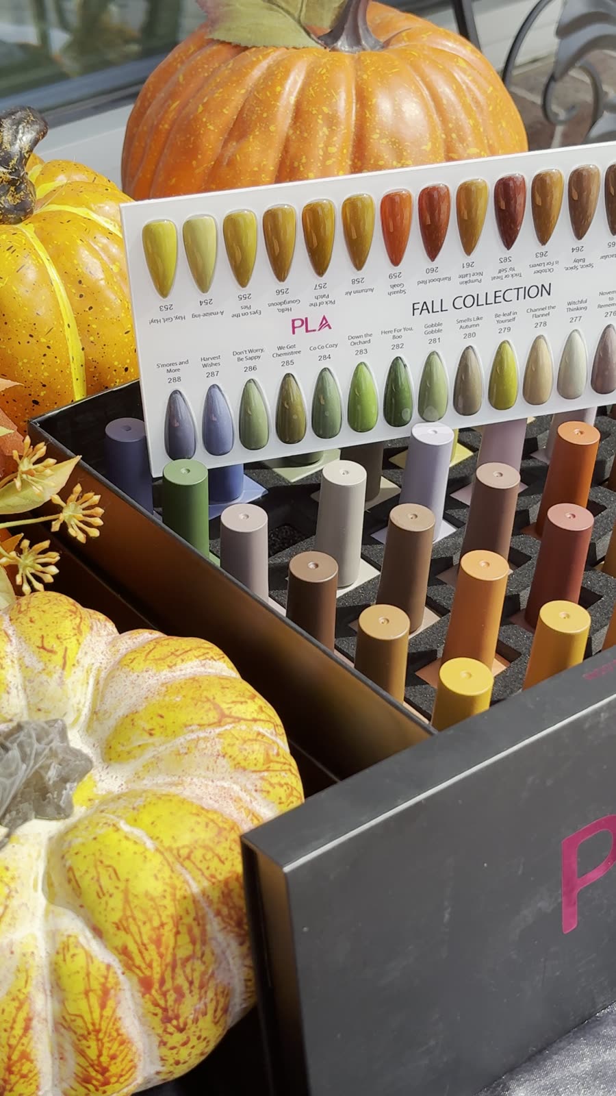 Fall polish wall with pumpkins