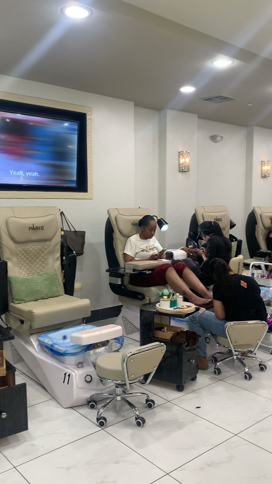 Row of spa pedicure chairs